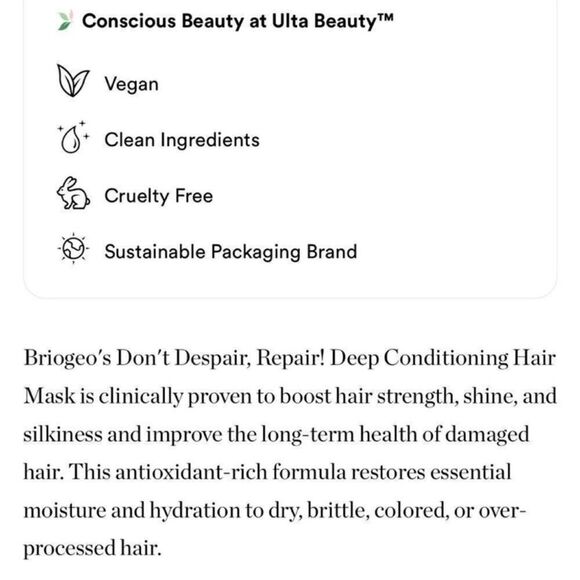 $3 🌙 Briogeo Don’t Despair Repair Deep Conditioning Mask NEW - Picture 7 of 8